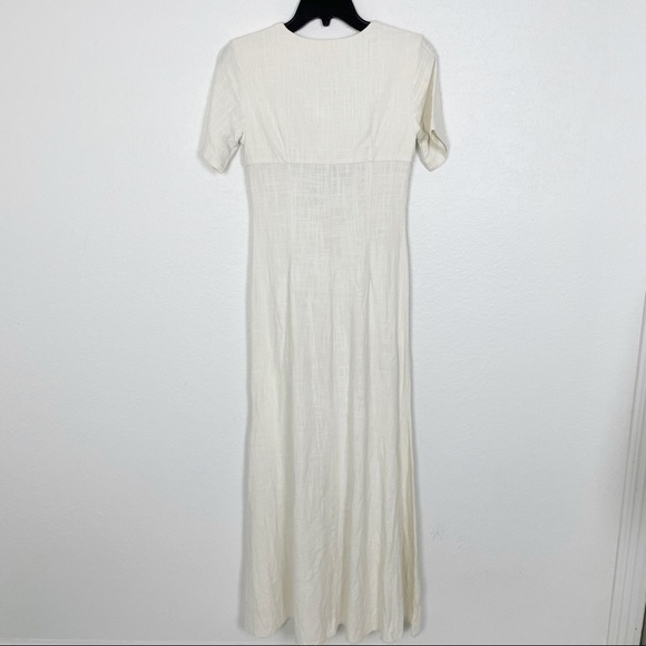 Staud Maya Linen Cut Out Maxi Dress Cream Ivory Size 2 - Picture 3 of 7